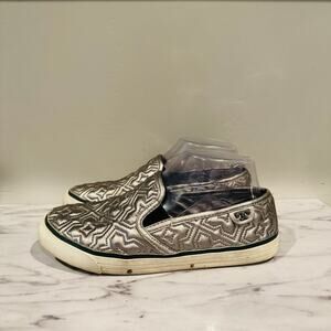 Tory Burch Metallic Silver Leather Loafers Women’s Size 6.5